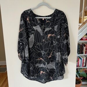 Gibson Latimer | Floral Black and Pink Top